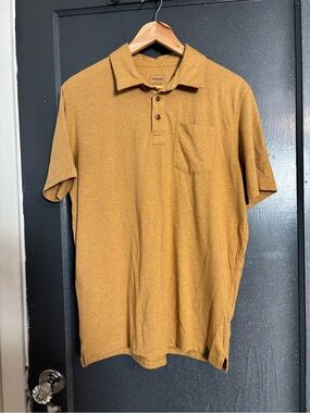 Prana Men's Short Sleeve Polo in Mustard Gold